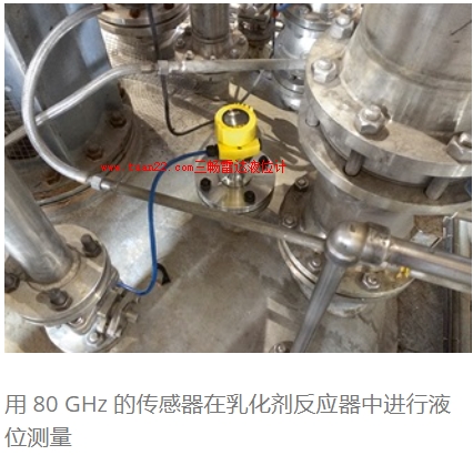 用 80 GHz 的传感器在乳化剂反应器中进行液位测量